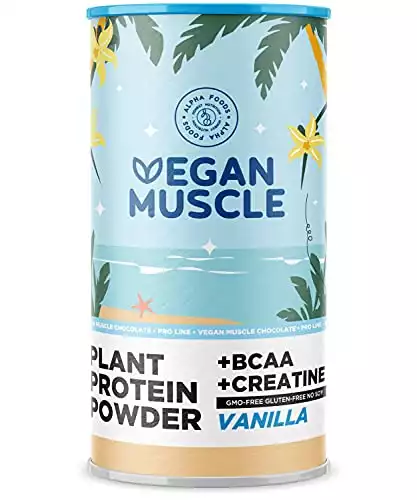 Vegan Muscle® Protein Shake - Vanille - Veganes Proteinpulver mit 21g Eiweiß, BCAA und Creatin - 600g Pulver