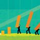 Geschäftsmann kann Billanzierung nicht mehr standhalten. Degrowth und Postwachstum stellen eine Alternative zum Wirtschaftswachstum dar.